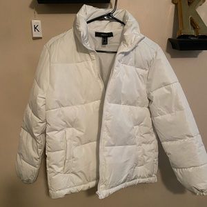 White puffer coat